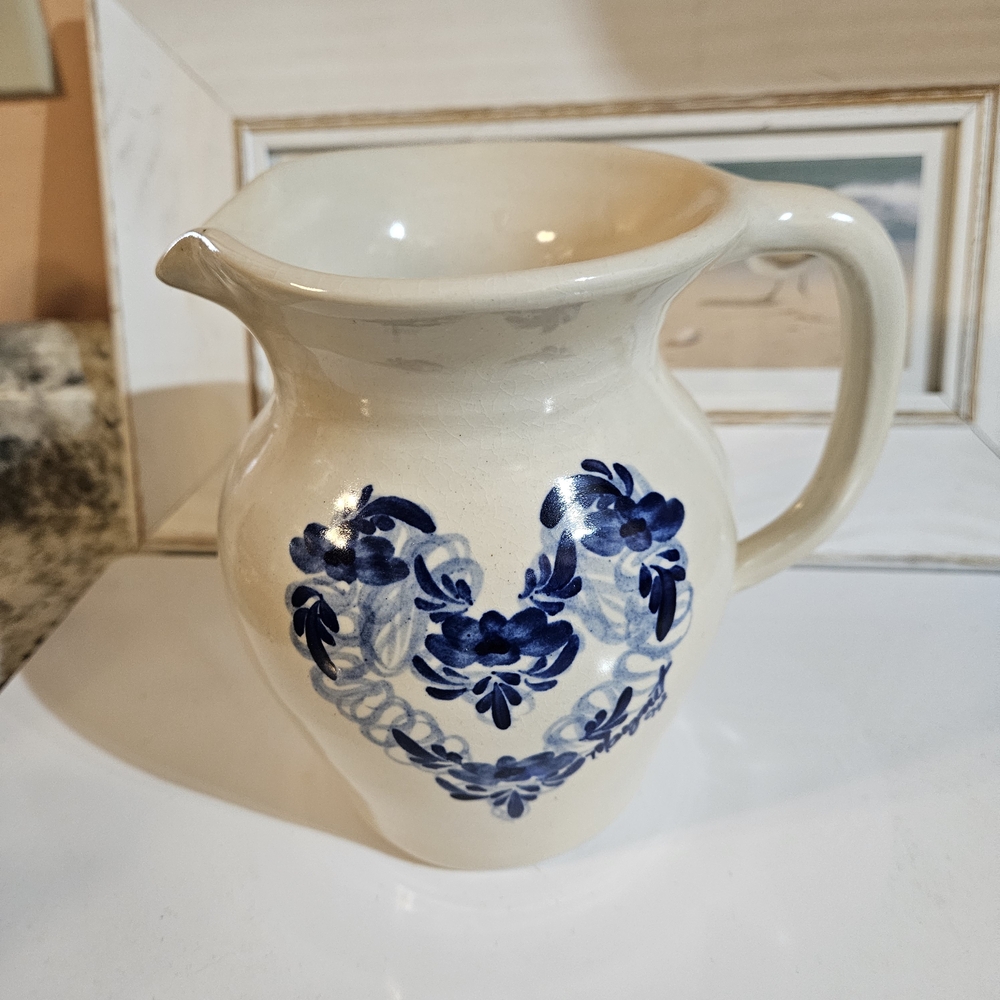 Marshall Ceramic Pitcher with Blue Floral Motif